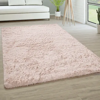 Produktbild von Hochflor Teppich Wohnzimmer Fellteppich Kunstfell Shaggy Flauschig Einfarbig Grösse 120 cm Rund