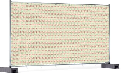 Produktbild von Wallario XXL Outdoor-Poster für Garten oder Balkon, Motiv Muster Herzen in rot, gelb und grün, symmetrisch angeordent, in ca. 340 x 173 cm