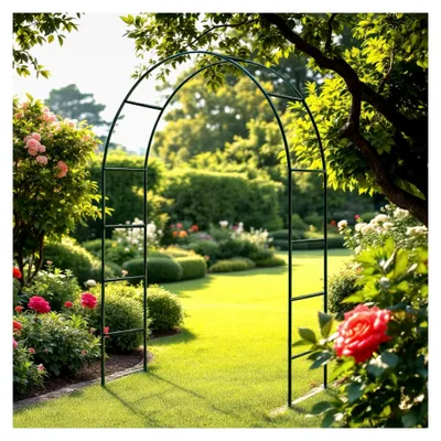 Produktbild von Metall-Rosenbogen grün 240 cm - Torbogen Rankgitter Gartenbogen