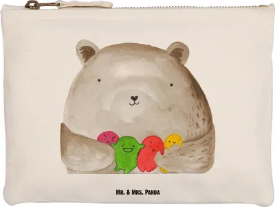 Produktbild von Mr. & Mrs. Panda Schlampermäppchen Bär Gefühl Größe M - Weiß - Geschenk, Verrückt, kosmetiktäschchen, Waschtasche, Durchgedreht, Etui, Pouch, Stoffbeutel, Teddy, Wahnsinn