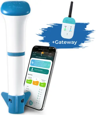 Produktbild von Iopool EcO Start Salt + Connect - Pool Wassertester mit er App - Temperatur , Salz , Chlor , Brom und pH Messgerät - Poolpflege - 24/7 sicheres und ausgewogenes Wasser - UPDATE 2024