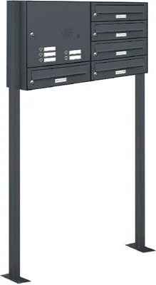 Produktbild von 5er Briefkasten Standanlage Freistehend RAL 7016 Anthrazit Klingel