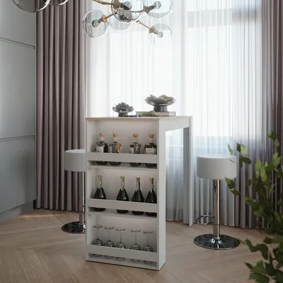 Obrázek produktu pro Stojací barový stůl se židlemi Vicco Repose Bílá/Sonoma 57 x 117 cm se 2 barovými stoličkami, Model 55729