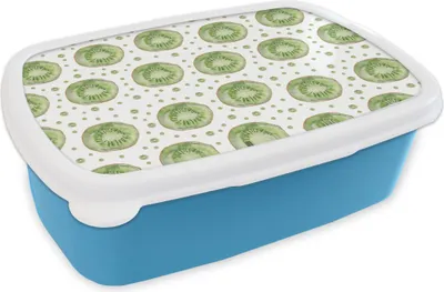 Produktbild von KitchenYeah® Lunchbox Brotzeit Brotdose 17x11 cm Kiwi - Grün - Muster Kinder Brotzeitdose - Lunch - Kunststoff  - Brotbüchse - Sandwichbox - Lunchbox für Kinder