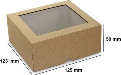 Produktbild von Dekorative Geschenkbox mit Deckel 125 x 123 x 50 mm mit Sichtfenster