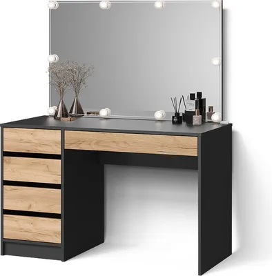 Produktbild von Schminktisch Livinity Imola Anthrazit/Goldkraft Eiche 120 cm mit LED Beleuchtung, Model 53101