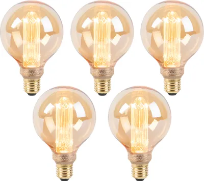 Produktbild von LUEDD 5er Set LED-Glühbirnen G95 E27 5W 1800K Amber 3-stufig dimmbar
