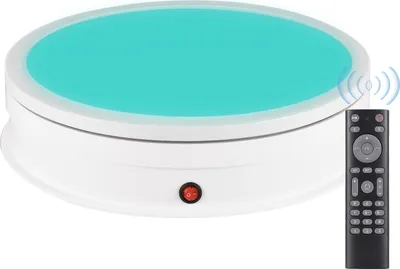 Zdjęcie produktu dla 30 cm / 11,8 cala zmotoryzowany obrotowy stojak ekspozycyjny z podstawą wyświetlacza z oświetleniem RGB Obrotowy o 360 ã elektryczny gramofon fotograficzny do wyświetlania produktów Pokazy wideo na żywo Udźwig 60 kg Ramię dźwiękowe z pilotem zdalnego sterowania