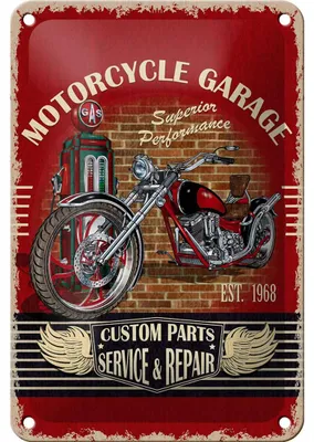 Produktbild von Blechschild Retro 12x18cm Motorrad Motorcycle Garage Service