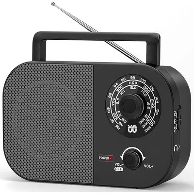 Produktbild von Tragbares Radio AM,FM,SW,UKW Kofferradio Netz und Batteriebetrieb, mit Bestem Empfang, Eingebautem Lautsprecher, Kopfhöreranschluss, fürZuhause/Outdoor/Camping/Notfall（(Schwarz)）