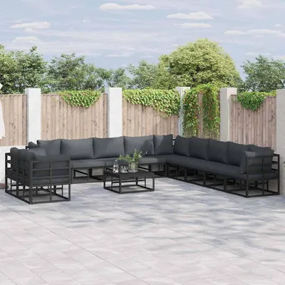Produktbild von Maison Exclusive - Gartensofa-set mit Kissen 12 pcs Schwarz Aluminium