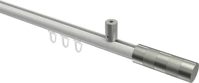 Produktbild von Interdeco Innenlaufstange / Gardinenstange mit Innenlauf Weiß / Edelstahl-Optik, Typ Sonius Mavell (Zylinder Bicolor) Deckenmontage, 20 mm Ø 1-läufig, 160 cm