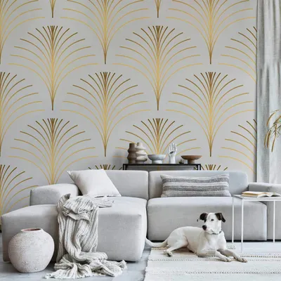 Produktbild von Vlies Fototapete - Gold Linear Pattern on Marble Background 350x245 cm Abstrakt f-A-10166-a-a