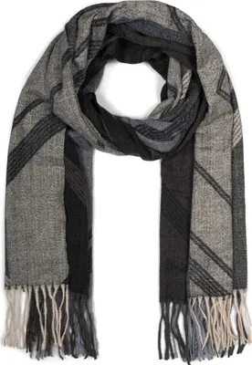 Produktbild von styleBREAKER Damen Web Schal mit Geometrischem Muster und Fransen, warme Winter Stola mehrfarbig 01017150