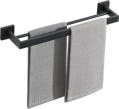 Produktbild von Unyqoos Doppelhandtuchhalter aus Edelstahl mit schwarzem® Design für das Badezimmer