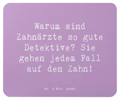 Produktbild von Mr. & Mrs. Panda Mouse Pad Spruch Zahnarzt Detektiv - Lavendeltraum - Geschenk, zahnmedizinischer Beruf, Mousepad, Berufsprodukte, Lächeln, mousematte, laptop, Freunde