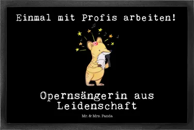Produktbild von Mr. & Mrs. Panda Schmutzmatte Opernsängerin Leidenschaft 50 x 75 cm - Schwarz - Geschenk, Schmutzfänger, Schmutzfangmatte, Türvorleger, Bodenvorleger, Türmatte