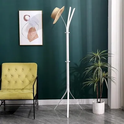 Obrázek produktu pro Stojanový bílý kovový věšák na oblečení do předsíně