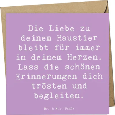 Produktbild von Mr. & Mrs. Panda Glückwunschkarte Spruch Trauerbewältigung Haustierverlust - Lavendeltraum - Geschenk, faltkarte, schöne Erinnerungen, Trost, Klappkarte, Mutmacher