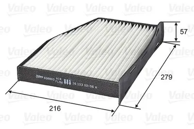 Produktbild von Innenraumfilter Partikelfilter 279 mm - 216 mm VALEO für u.a. SKODA OCTAVIA
