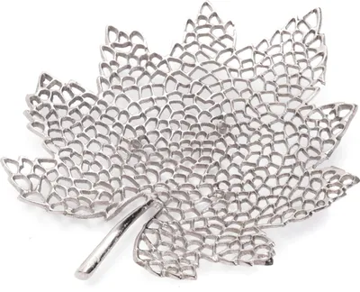 Obrázok produktu pre MISKA "LEAF" | 2 veľkosti, kov | dekoratívna miska strieborná | vzor: veľká
