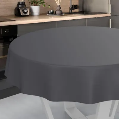 Produktbild von Tischdecke Textil-Optik UNI Anthrazit Rund 120cm Schnittkante Wachstuch abwaschbar