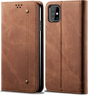 Image de Galaxy M31S Case, étui portefeuille en cuir avec fermeture magnétique et fonction stand pour Samsung Galaxy M31S Marron