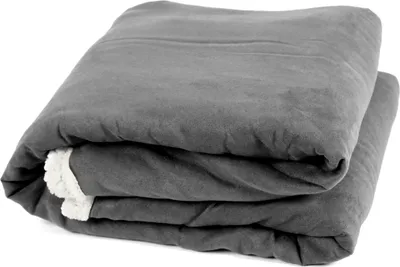 Produktbild von Narzuta na łóżko Vendôme Sherpa, przytulny koc XXL o wyglądzie skóry jagnięcej, wykonany z miękkiego pluszu z mikrofibry, 200 x 150 cm, kolor: Charcoal