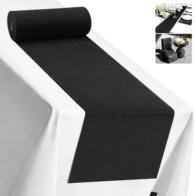 Immagine prodotto di Tovaglia in feltro nero, 30 cm x 35 m, nastro decorativo per tavola