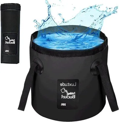Image de Seau pliable et léger - Ultraléger et durable - 20 L - Noir - Couvercle en plastique