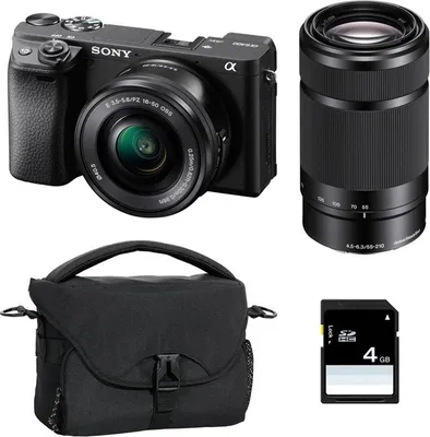 Produktbild von SONY ALPHA 6400 SCHWARZ + 16-50 + 55-210 + Tasche + 8 GB SD-Karte
