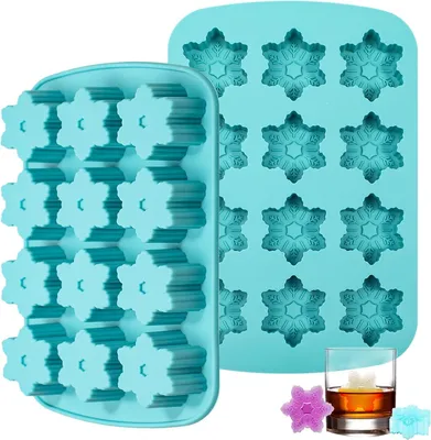 Productafbeelding van Sneeuwvlokken IJsblokjesvorm Siliconen 2 Stuks Siliconenvorm Kerstmis Pralinevorm Kerstmis Sneeuwvlokken Vorm voor IJsblokjes Chocolade Snoep
