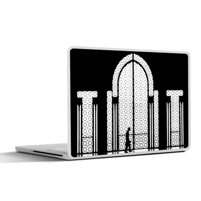Produktbild von MuchoWow® Laptop Aufkleber Sticker Cover Schwarz - Weiß - Fenster - Mensch 25x18 cm - Laptop-Deko