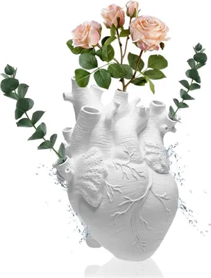 Produktbild von Dekorative Herzvase aus Harz, Weiß, Klein – Kreativer Blumentopf, Tischdekoration, Geschenkidee für Valentinstag