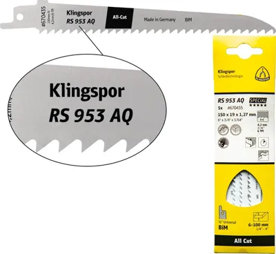 Image de Klingspor RS 953 AQ Säbelsägeblätter, 150x19x1,27mm Länge 210Bi-Metall 5 Stk.
