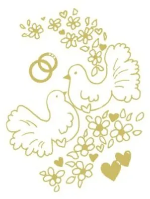 Produktbild von 100x Motivservietten Airlaid 40 x 40 cm "Goldene Tauben + Ringe" Hochzeit