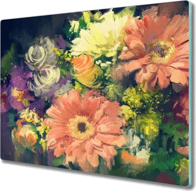 Produktbild von Coloray Küchenbrett Kochplattenabdeckung Hackbrett Schneidebrett Herdabdeckplatte 60x52 cm - Blumen Pflanzen