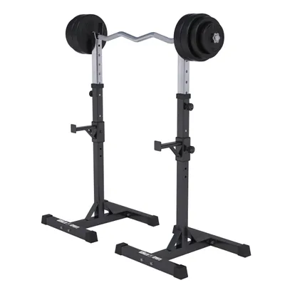 Produktbild von GORILLA SPORTS® Langhantelablage - mit Hantelset 35kg, SZ Curlstange 120cm, 6-fach und 14-fach höhenverstellbar, bis 500kg, aus Stahl - Hantelständer, Kniebeugenständer, Squat Rack, Langhantelständer