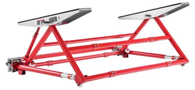 Imagen del producto de Elevador portátil para automóviles, con capacidad de 2 toneladas, fabricado en acero resistente, con elevación rápida y una altura máxima de 585 mm. Ancho ajustable y ruedas. Ideal para levantar vehículos de forma manual, como automóviles, SUV compactos y camionetas pequeñas, para uso en garajes domésticos o talleres