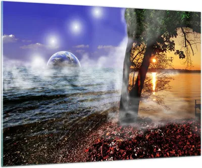 Produktbild von Bilder auf glas - Abstraktion Umwelt Erde - 100x70cm - Glasbilder - Wandbilder - Kunstdruck - zum Aufhängen bereit - Wanddekoration aus Glas - Glas Bilder - Wandbild auf Glas - GAA100x70-0308