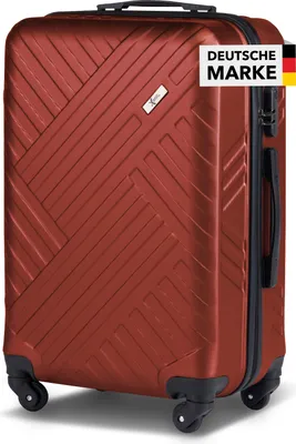 Produktbild von Xonic Design Reisekoffer mit Rollen 360° - ABS Hartschalen-Koffer Trolley mit Zahlenschloss in Handgepäck M-L-XL-Set (Weinrot, L)