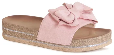 Produktbild von topschuhe24 3240 Damen XXL Plateau Pantoletten Sandalen Schleife, Farbe:Rosa, Größe:41 EU