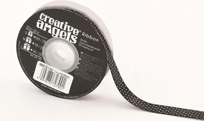 Obrázek produktu pro Saténová stuha, černá s bílými puntíky, 15 mm x 22 m, IBC2790