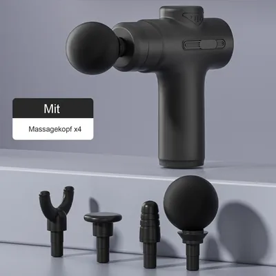 Produktbild von OKWISH Massagepistole Massage Gun 6 Geschwindigkeiten und 4 Massageköpfen mit integriertem Power-Boost, Schwarz