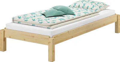 Produktbild von Stapelbett Massivholzbett Kiefer Natur 90x200cm Einzelbett stapelbar Zubehör wählbar V-60.48-09ohne Zubehör