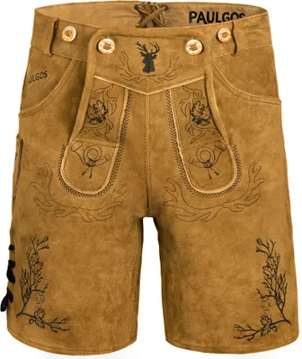 Produktbild von PAULGOS Herren Trachten Lederhose Kurz - HK3 - Echtes Leder - in 3 Farben erhältlich - Größe 44 - 60
