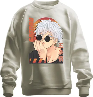 Obrázek produktu pro Gojo Satoru Jujutsu Kaisen Anime Sluneční brýle Bílé vlasy Dárek Uni mikina, Příroda, XL