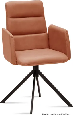 Produktbild von Armlehnstuhl (6er-Set) Duana 52x92x60 Schwarz/Cognac
