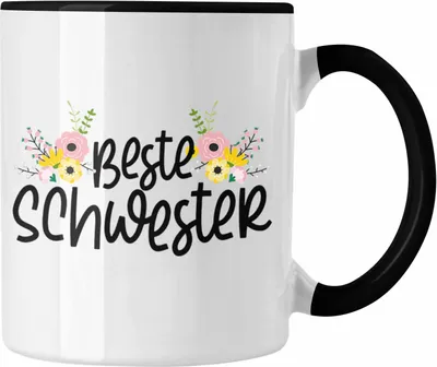 Produktbild von Trendation - Beste Schwester Tasse Geschenk Schwesterherz Lustiger Spruch Geburtstag Schwester (Schwarz)