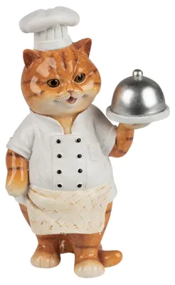 Produktbild von formano Katzen Dekofigur als Koch 16 cm aus Kunststein handbemalt
